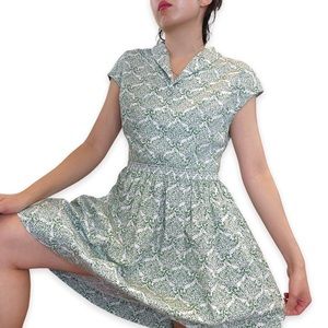 Gal Meets Glam Collection Emery Cotton Poplin Green Floral Dress Size 6